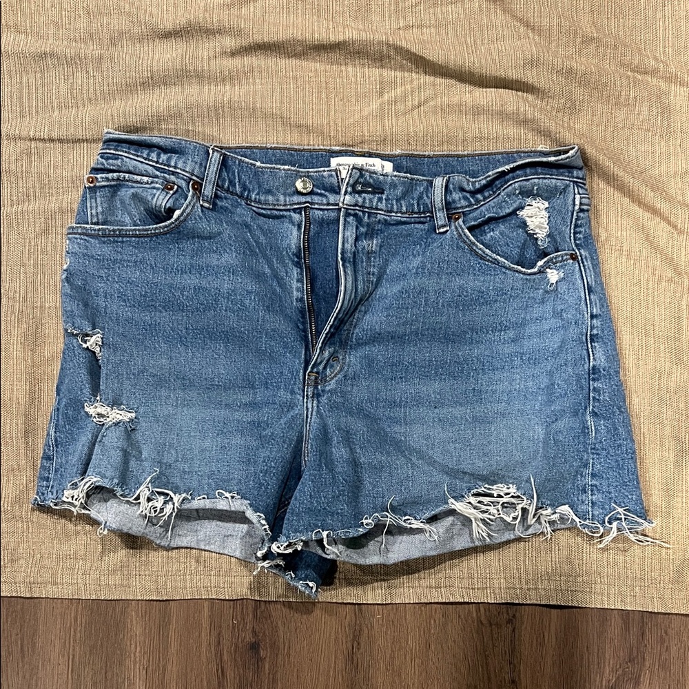 Abercrombie & Fitch Ripped Blue Jean Shorts